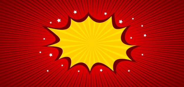 Premium Vector | Red comic background with yellow speech bubble and stars