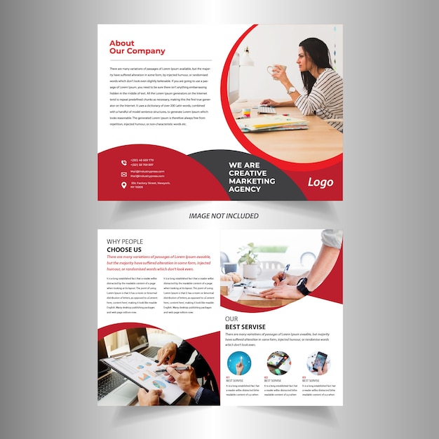 Red Company bifold brochure design template