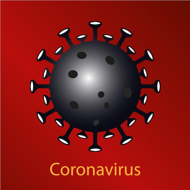 Composizione rossa con un segno di coronavirus nero emblema dell'influenza asiatica elemento di design