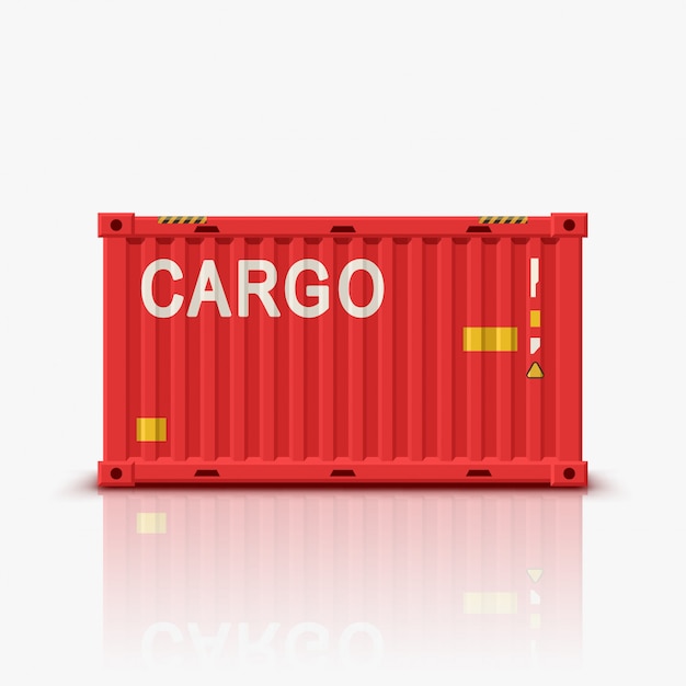 Vector red container with reflection