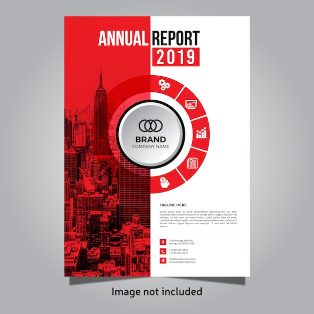 Vettore modello di copertina del rapporto annuale aziendale rosso