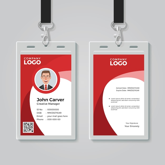 Vector red corporate id card template