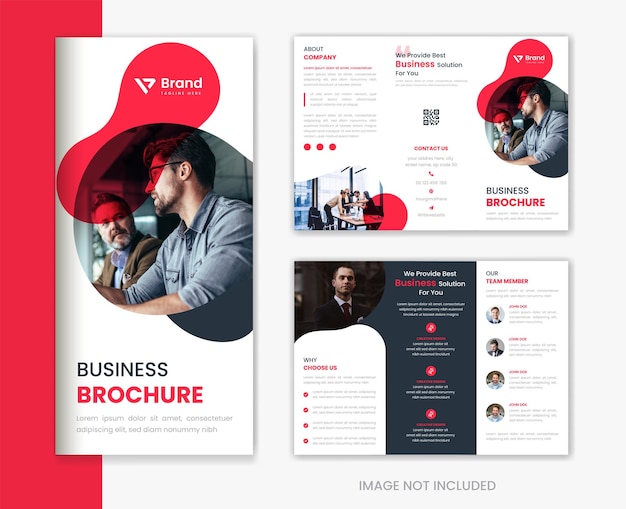 ベクトル ビジネス プロファイルの赤い企業有機 3 つ折りパンフレットのデザイン テンプレート