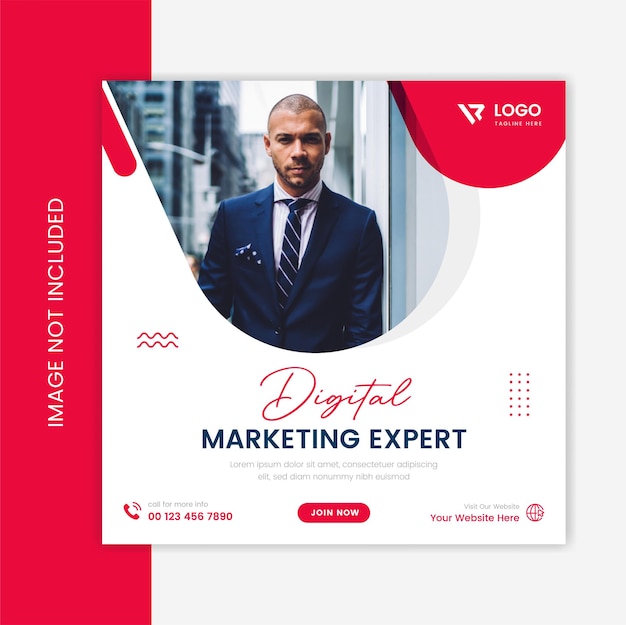 Red Corporate Social media post design with modern business website post layout vector