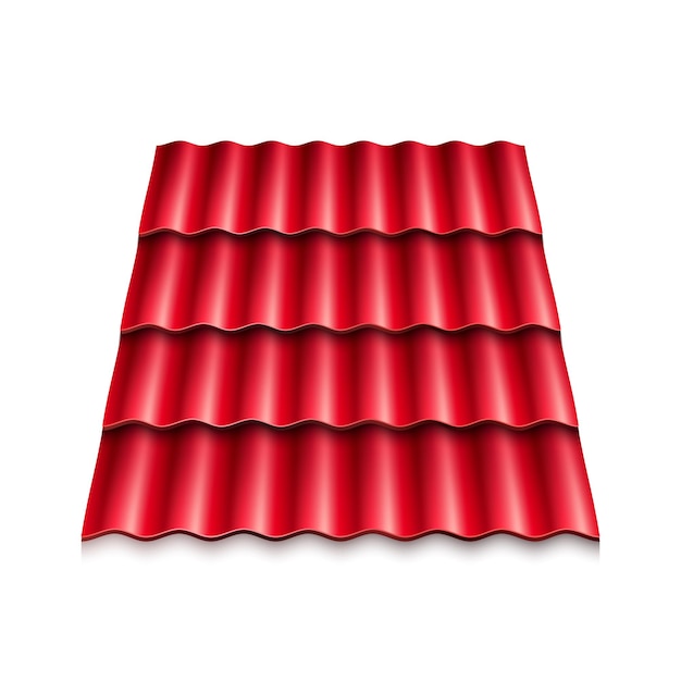 Vector red corrugated roof tile. modern roof coverings.