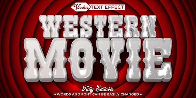Red Cowboy Western Vector редактируемый шаблон текстового эффекта