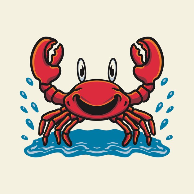 Red crab character mascot logo design illustrazione vettoriale