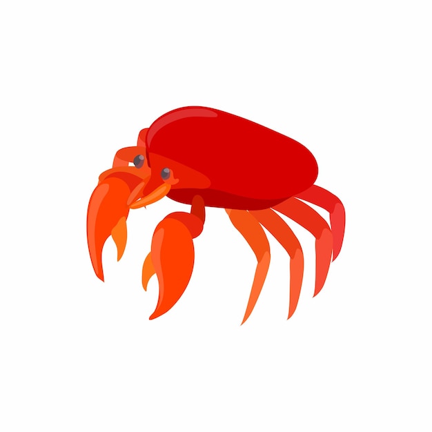 Red crab icon in cartoon style isolated on white background Crustaceans symbol