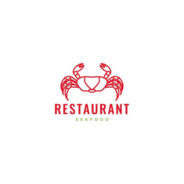 Red crab seafood line minimalist modern logo design vector