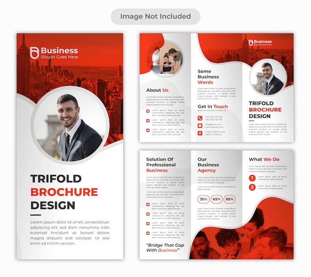 Red creative corporate business tri-fold brochure design template