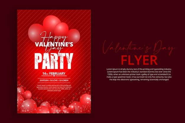 Red creative valentines day flyer design