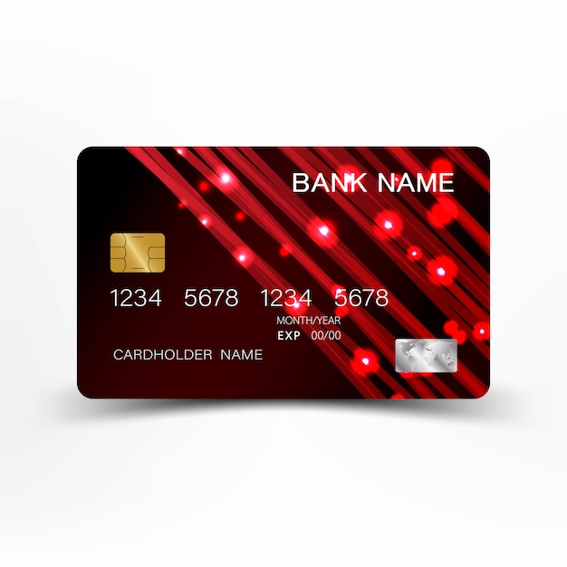 Red credit card template design.