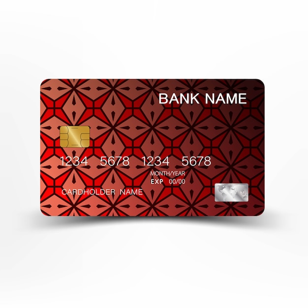 Red credit card template design.