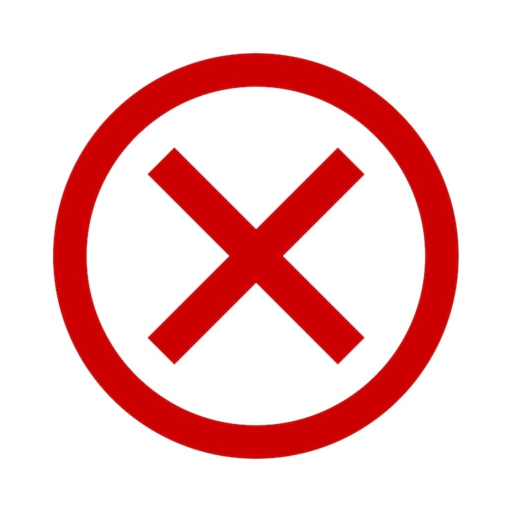 Vector red cross mark icon negative choice symbol sign app button