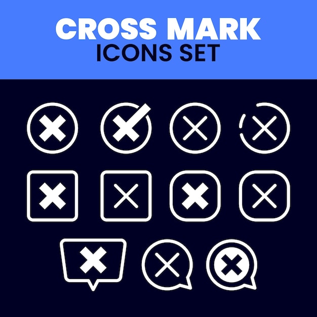 Red cross mark icons set illustration wrong cross mark vector sets cross