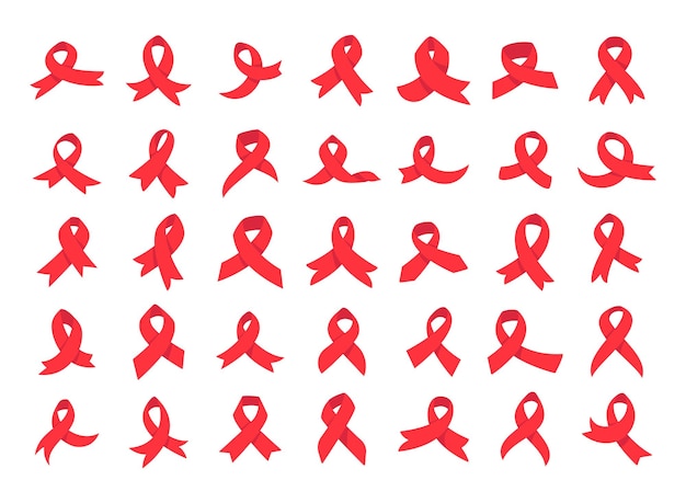 Red cross ribbon world aids day awareness campaign sign prevention of communicable diseases