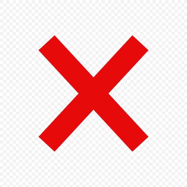 Vector red cross, x, on a transparent background. stock vector