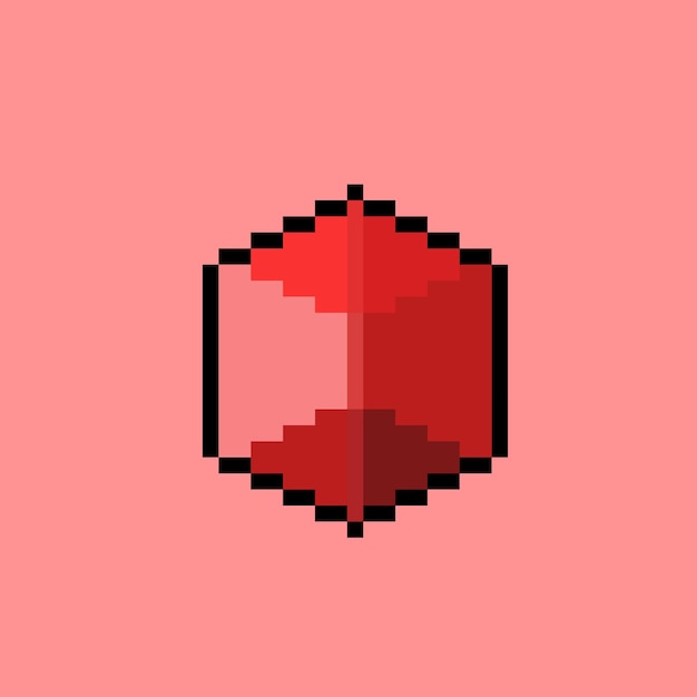 Red cube with pixel art style