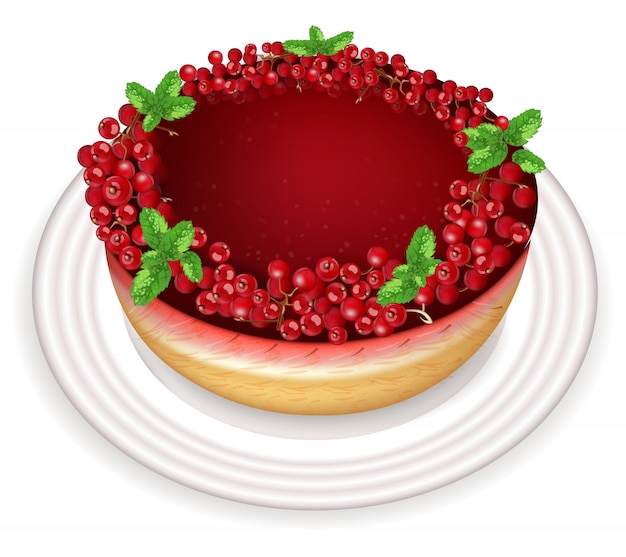 Vector red currant cake dessert