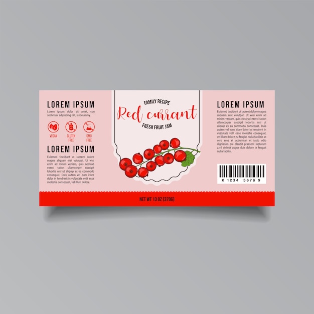 Vector red currant jam label template