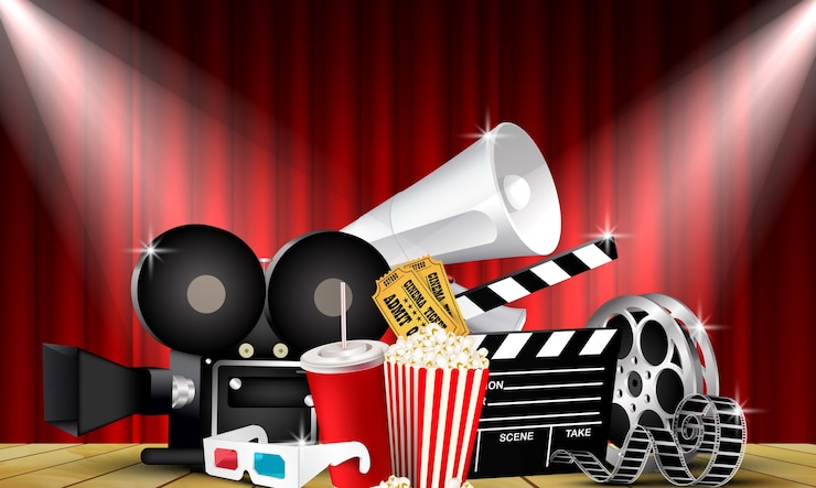 वेक्टर red curtain cinemas films on the stage 