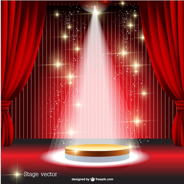 Red curtain spotlight stage