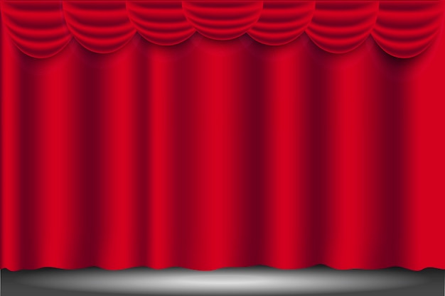 Red curtain for the stage vector background from theatrical velvet luxurious background from fabric