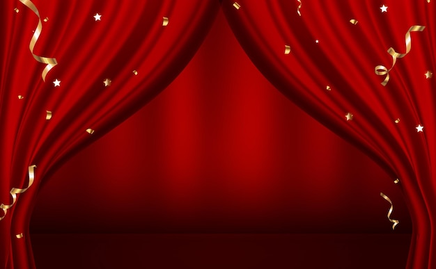 Red curtains open luxury