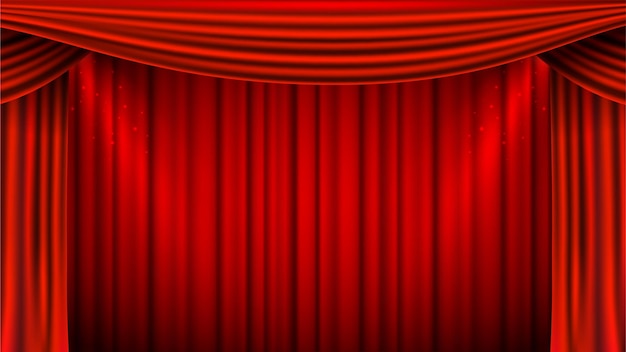 赤いカーテン リアルな劇場織物 シルクの装飾 映画館やオペラホール