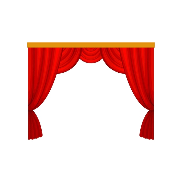 Red curtains with lambrequins for theater or circus stage Decorative flat vector element for promo poster banner or website