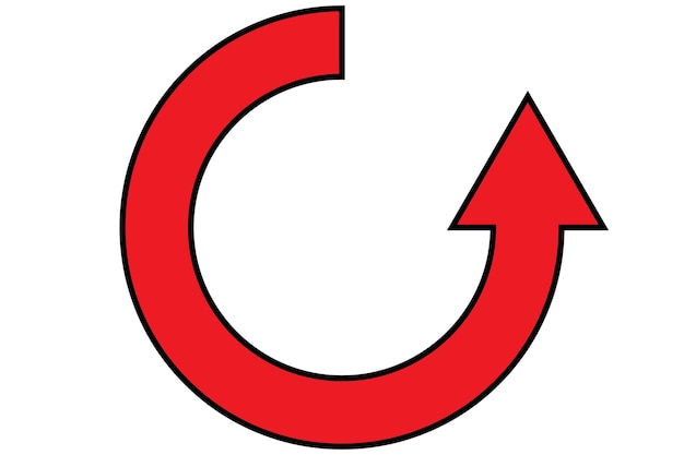 Вектор Икона красной изогнутой стрелки форма круга на белом фоне изолирован