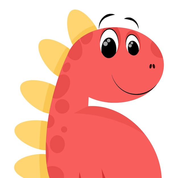 赤いかわいい漫画の笑顔の恐竜