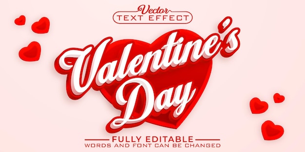 Vector red cute heart valentine's day vector editable text effect template