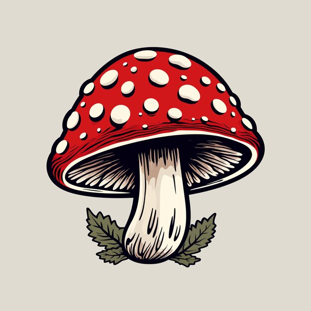 Premium Vector | Red cute mushroom