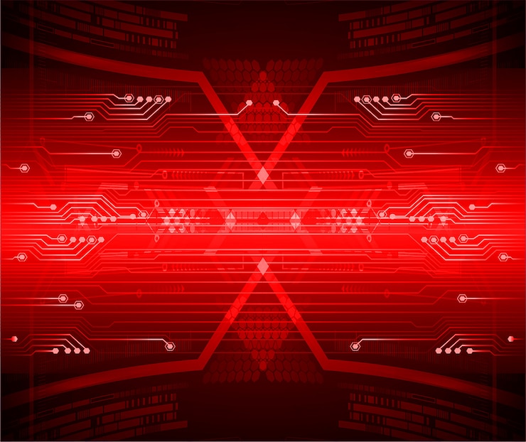Vector red cyber circuit future technology background