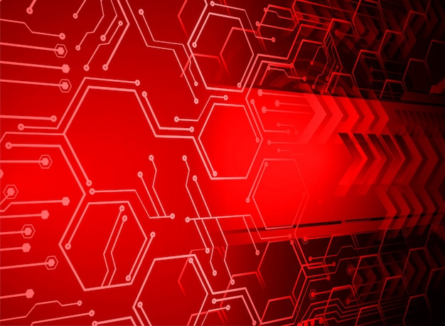 red cyber circuit future technology concept background