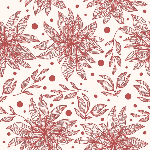 Red Dahlia Flower Pattern with Hand Drawn Style Seamless Flower Pattern for Fashion Wallpaper Wrapping Paper Background Print Fabric Textile Apparel and Card Design