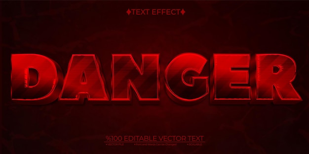 Vector red danger editable vector 3d text effect