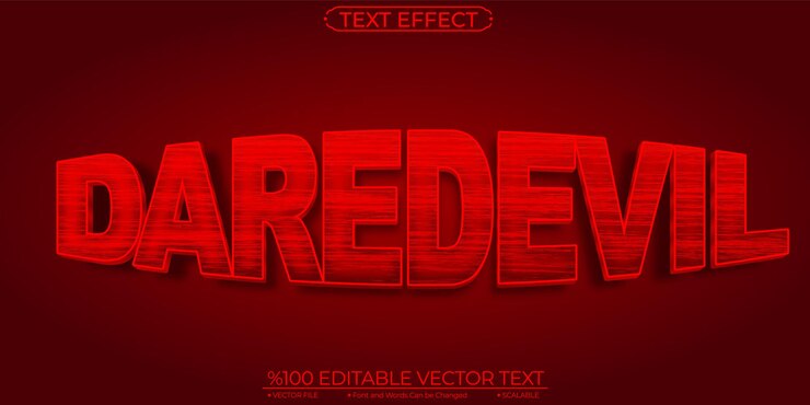 Vector red daredevil 편집 및 확장 가능한 벡터 텍스트 효과
