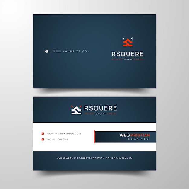 Red and dark blue modern corporate business card template