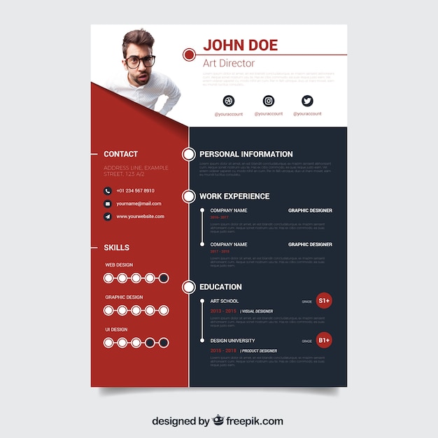 Red and dark cv template