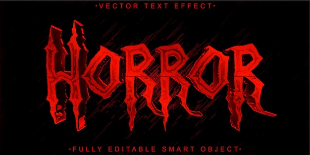 Vettore red dark horror vector effetto di testo dell'oggetto intelligente completamente modificabile