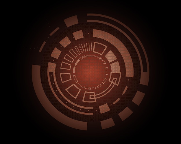 красный темный сетевой свет кругового кода абстрактный технологический фон