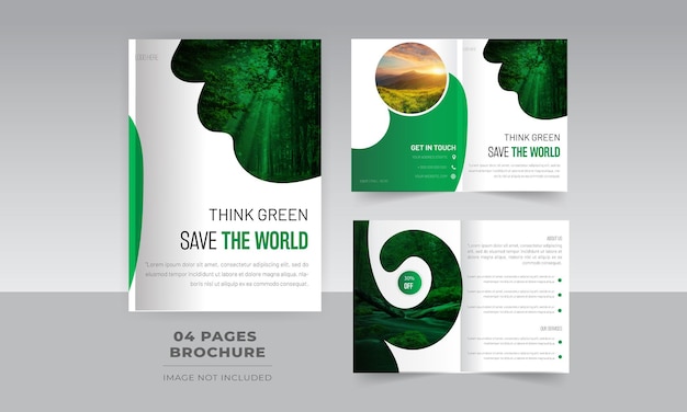 Red de wereld natuur milieu gazon en tuinieren tweevoudige brochure ontwerpsjabloon