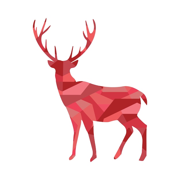 Vector red deer geometric animal silhouette