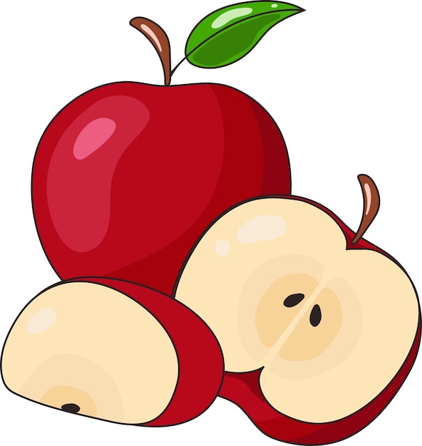 Red Delicious Biologische Apple Sticker Illustratie Grafisch Element Art Card