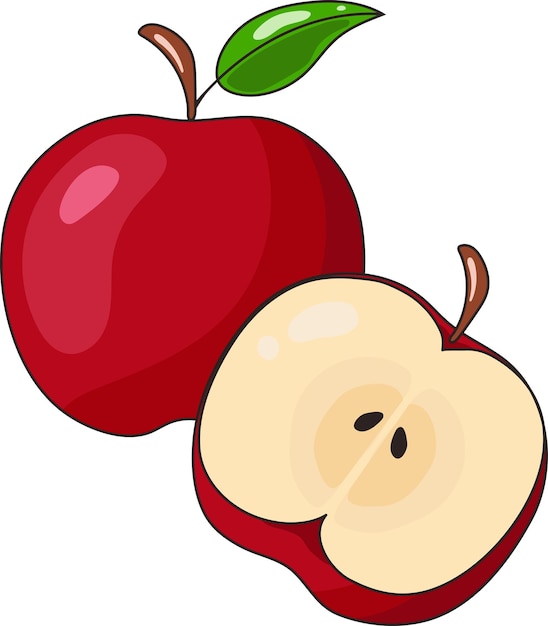 Vector red delicious organic apple sticker illustration graphic element art card