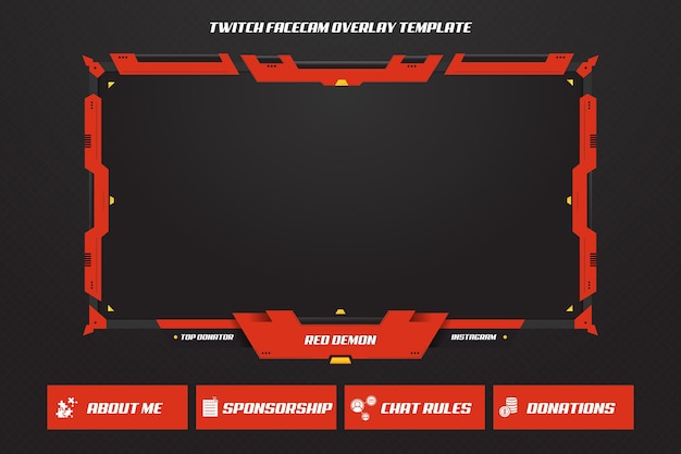 Red Demon Twitch Facecam Overlay Template