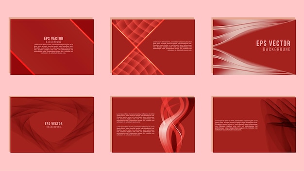 Red Design Presentation Template Set Abstract Background for Powerpoint, Brochure, Web, Company