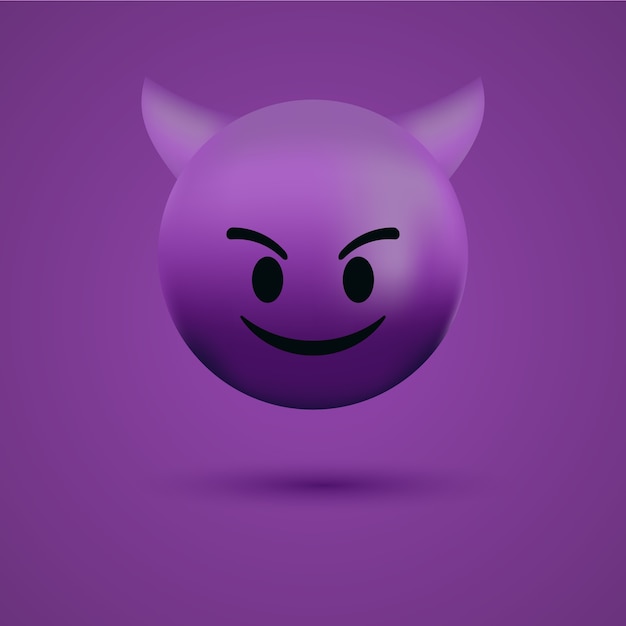 Vector red devil emoticon face or bad evil emoji